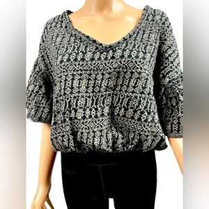 Free People Black and White Patterned Top